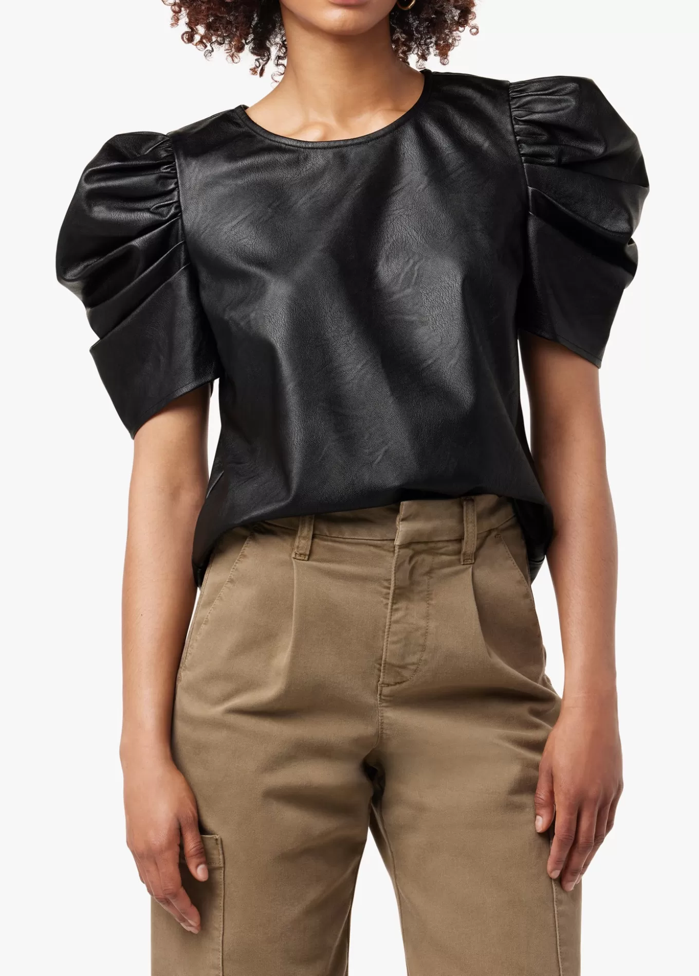 KIRA VEGAN LEATHER PUFF SLEEVE TOP>Joe’s Jeans Shop