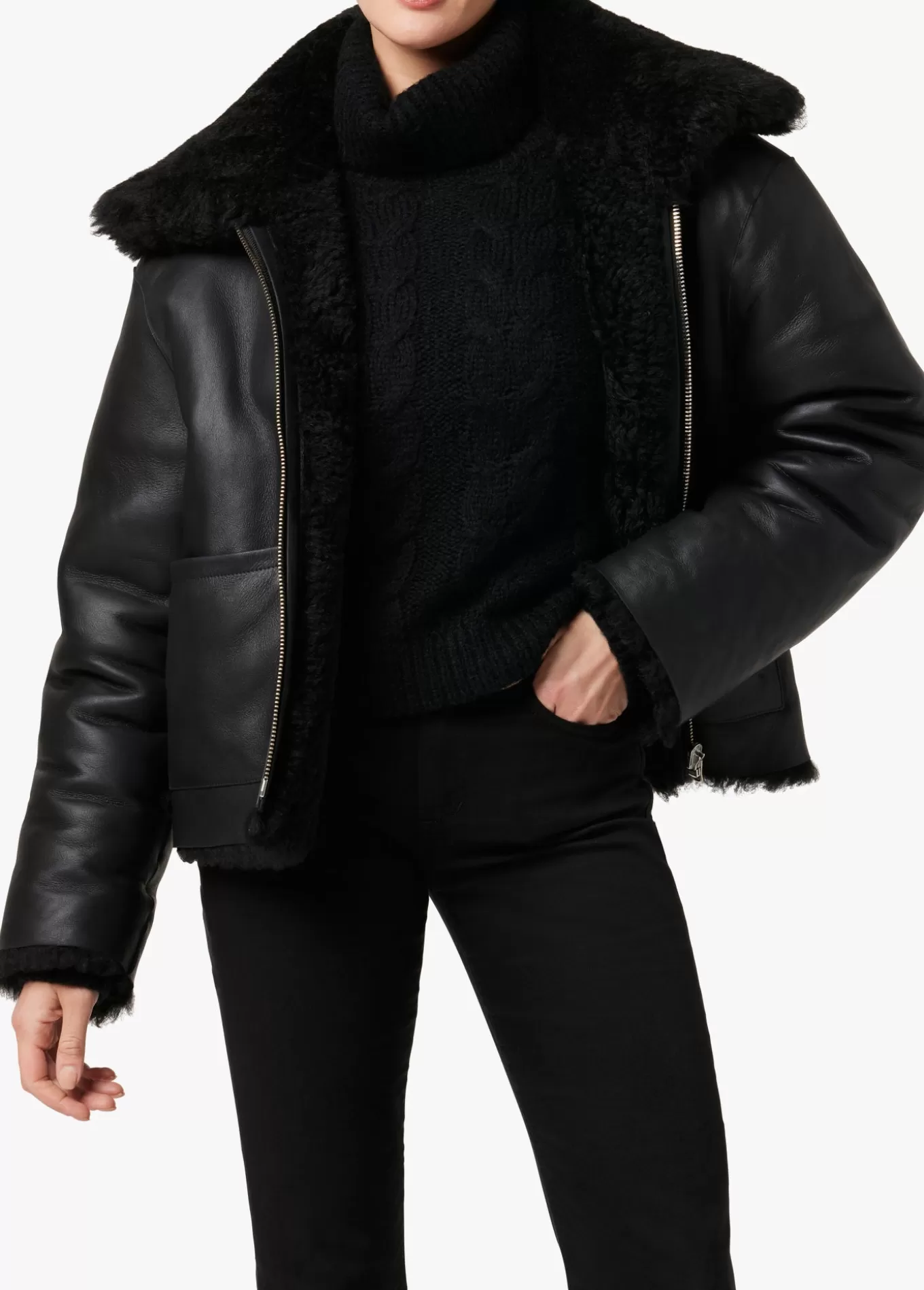 THE LISA REVERSIBLE SHEARLING LEATHER JACKET>Joe’s Jeans Best